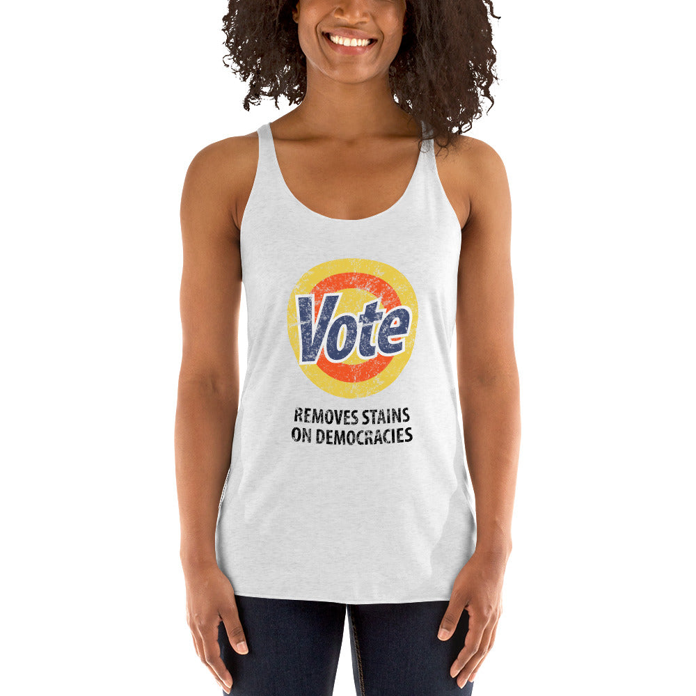 Vote Parody Political Democrats Funny Joke Anti Trump Women's Racerback Tank Top