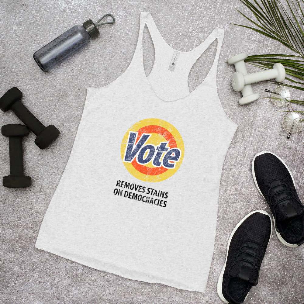 Vote Parody Political Democrats Funny Joke Anti Trump Women's Racerback Tank Top