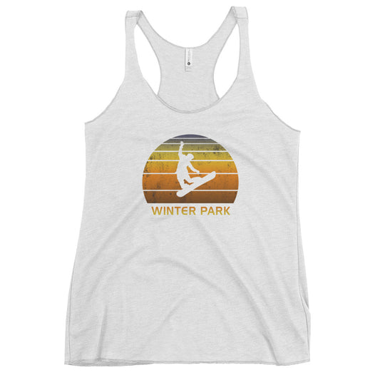 Retro Winter Park Colorado Snowboarding Fan Women's Racerback Tank Top