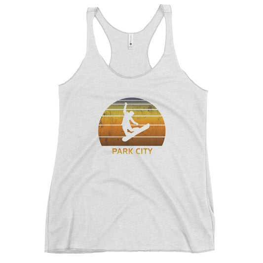 Retro Park City Utah Snowboarding Fan Women's Racerback Tank Top