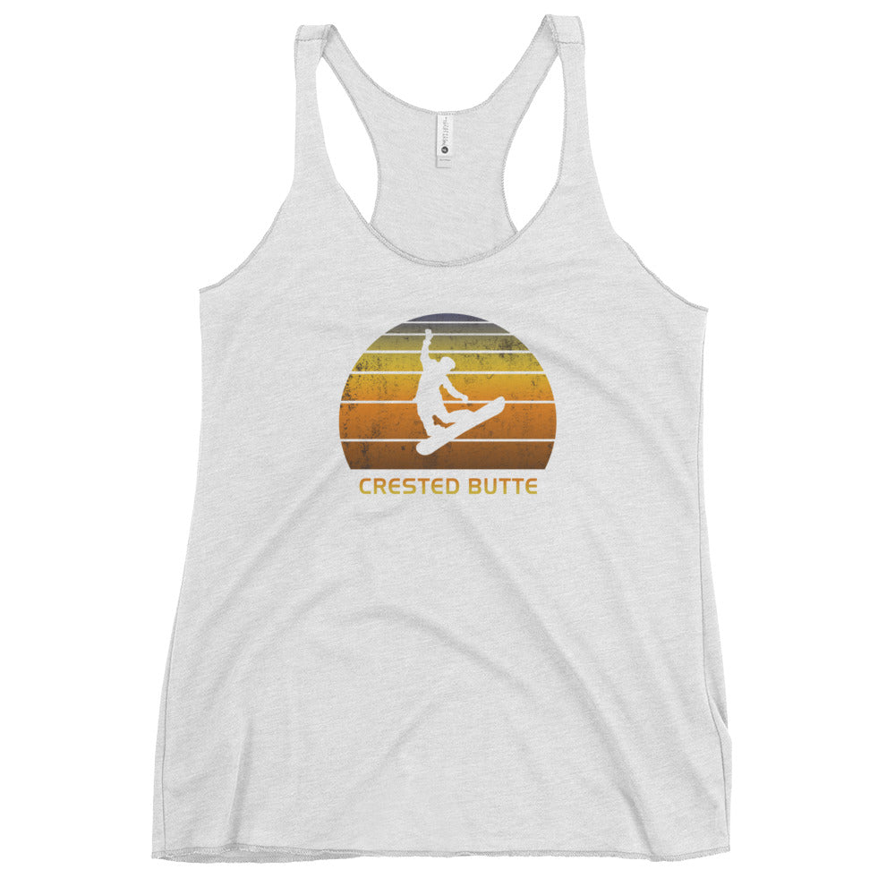 Retro Crested Butte Colorado Snowboarding Fan Women's Racerback Tank Top