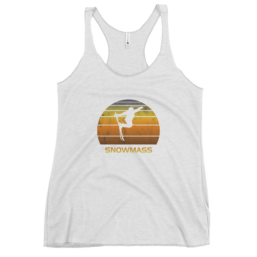 Cool Retro Snowmass Colorado Skiing Ski Fan Women's Racerback Tank Top