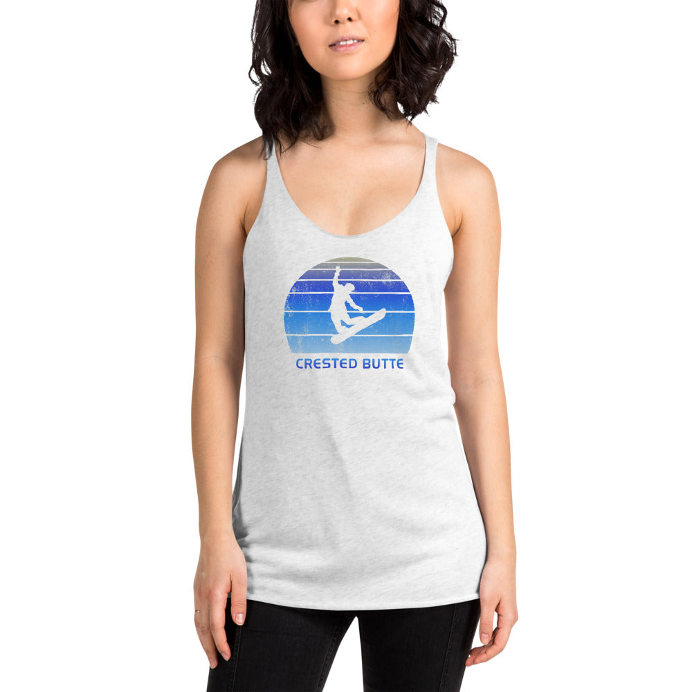 Retro Crested Butte Colorado Snowboarding Fan Women's Racerback Tank Top