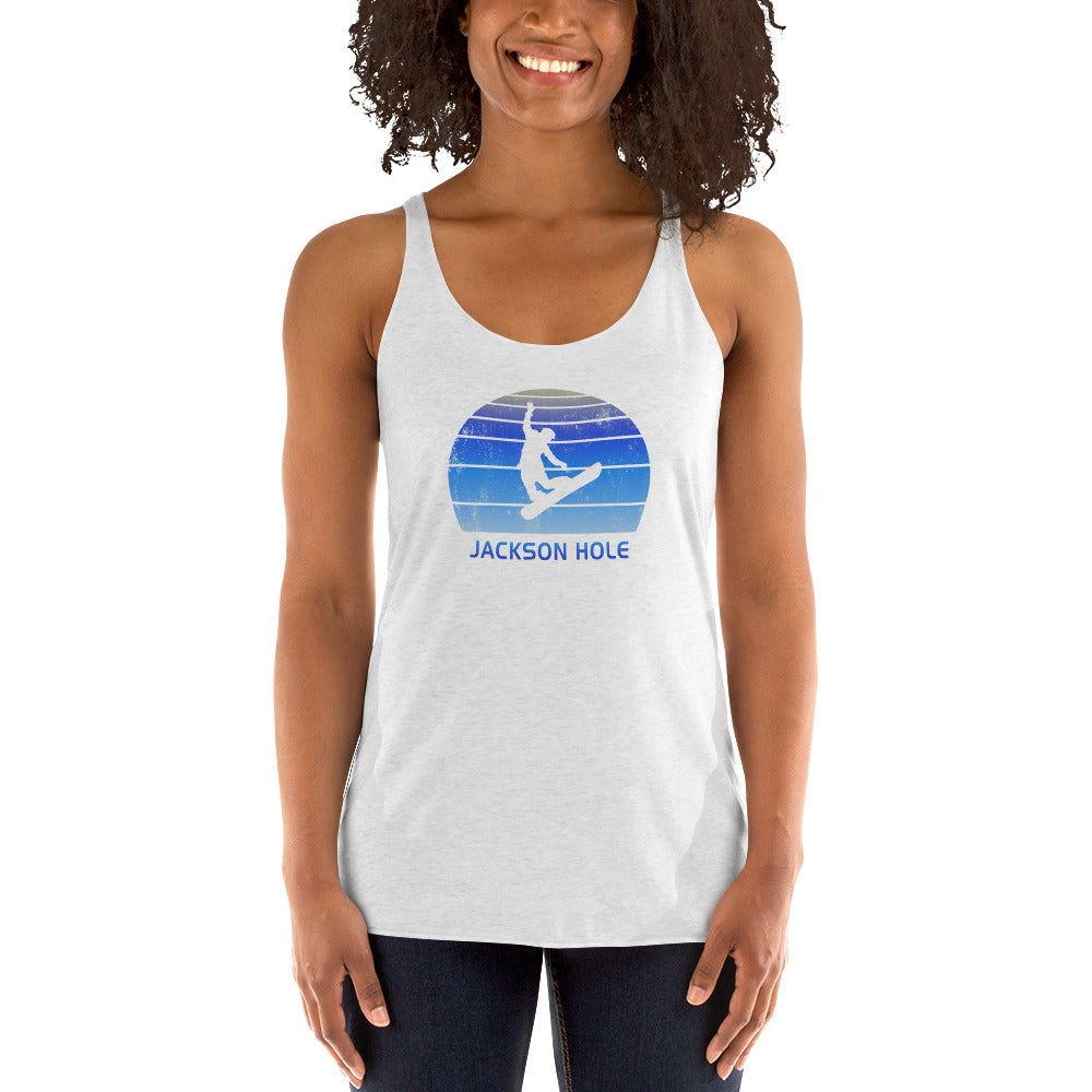 Retro Jackson Hole Wyoming Snowboarding Fan Women's Racerback Tank Top