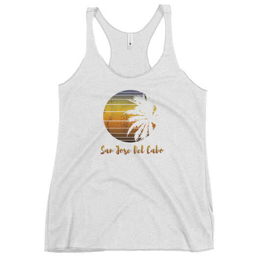 Retro San Jose Del Cabo Mexico Beach Family Vacation Souvenir Palm Tree Women's Racerback Tank Top