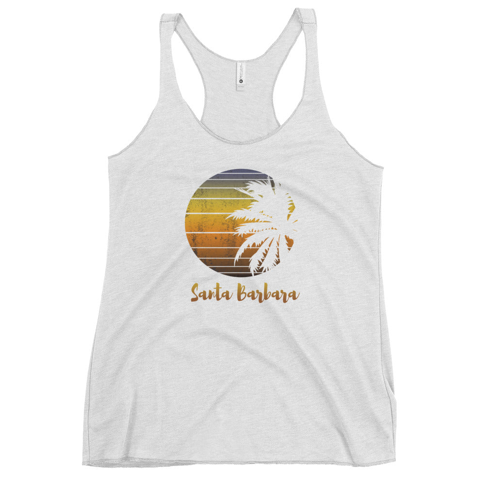 Retro Santa Barbara California Beach Vacation Souvenir Palm Tree Women's Racerback Tank Top