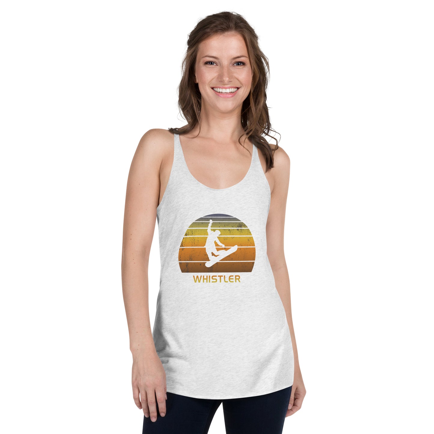 Retro Vail Colorado Snowboarding Fan Women's Racerback Tank Top