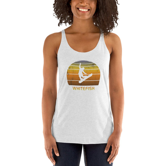 Retro Whitefish Montana Snowboarding Fan Women's Racerback Tank Top