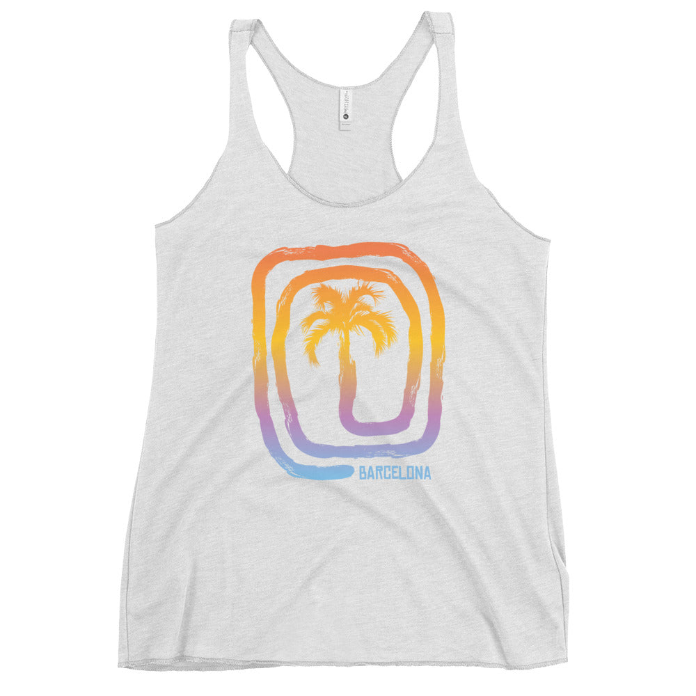 Cool Barcelona Spain Beach Palm Tree Vacation Souvenir Women's Racerback Tank Top