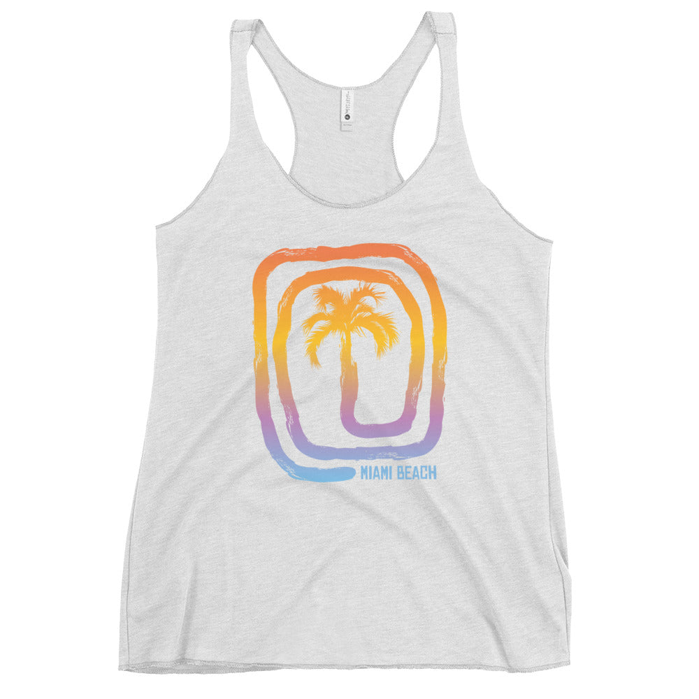 Cool Miami Florida Beach Palm Tree Vacation Souvenir Women's Racerback Tank Top