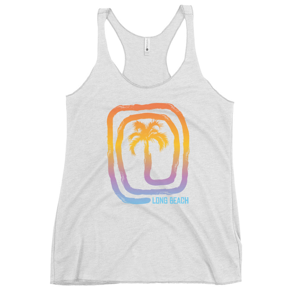 Cool Long Beach California Palm Tree Souvenir Vacation Women's Racerback Tank Top