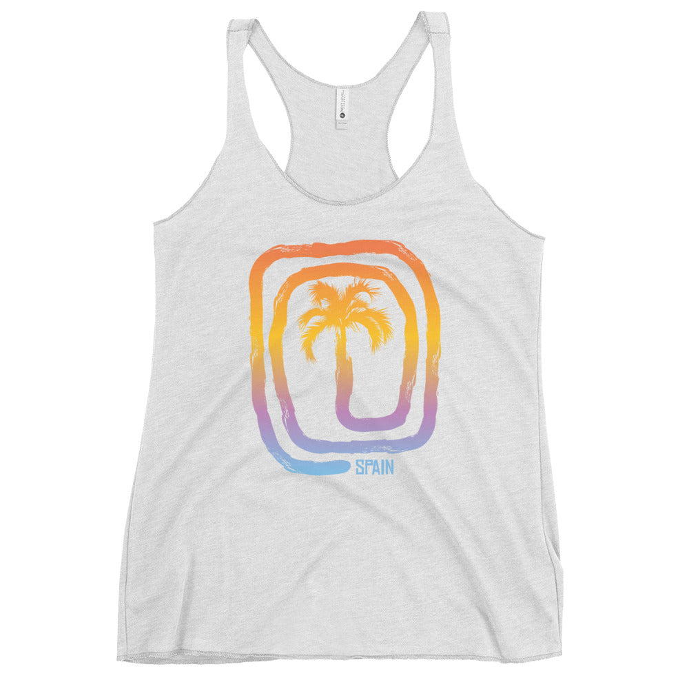 Cool Spain Beach Palm Tree Vacation Souvenir Women's Racerback Tank Top