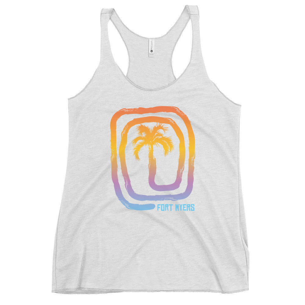 Cool Fort Myers Florida Palm Tree Souvenir Vacation Women's Racerback Tank Top