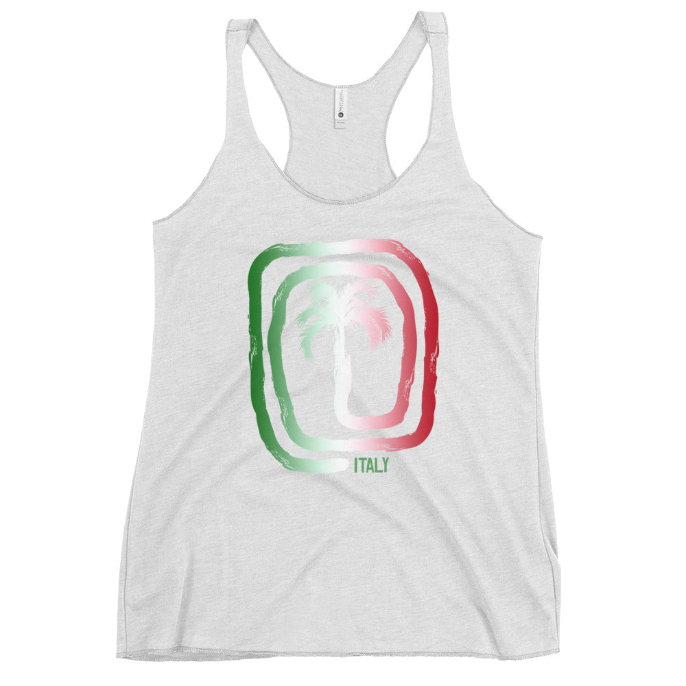 Cool Italy Flag Beach Palm Tree Vacation Souvenir Women's Racerback Tank Top