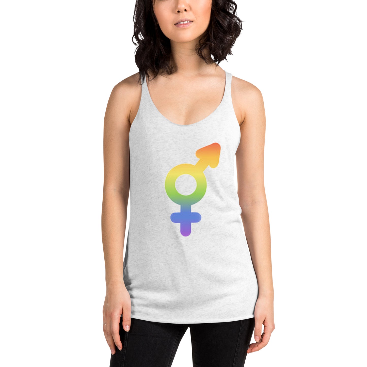 Transgender Symbol Pride LGBTQ Rainbow Women's Racerback Tank Top