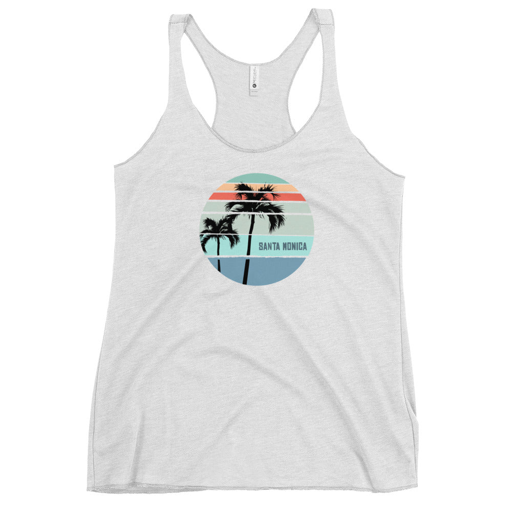 Cool Santa Monica California Palm Tree Vacation Souvenir Women's Racerback Tank Top