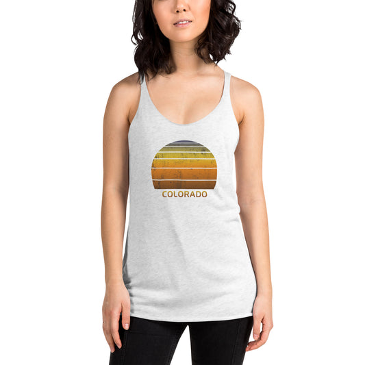 Retro Colorado Sunset  Vacation Souvenir   Vintage Sunrise Women's Racerback Tank Top