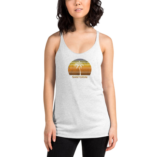 Vintage Santorini Greece Women's Racerback Tank Top Sunset