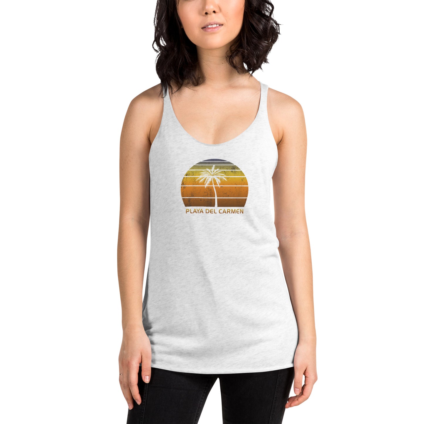 Vintage Playa Del Carmen Women's Racerback Tank Top Sunset