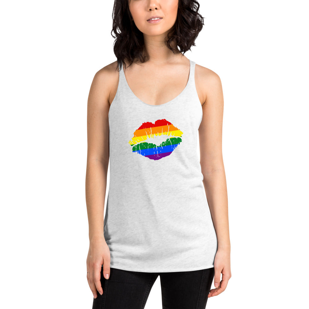 Gay Pride Rainbow Flag LGBTQ Artistic Women's Racerback Tank Top