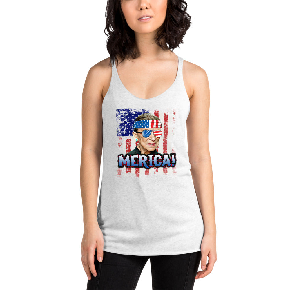 Funny Ruth Bader Ginsburg Notorious RBG Merica Women's Racerback Tank Top