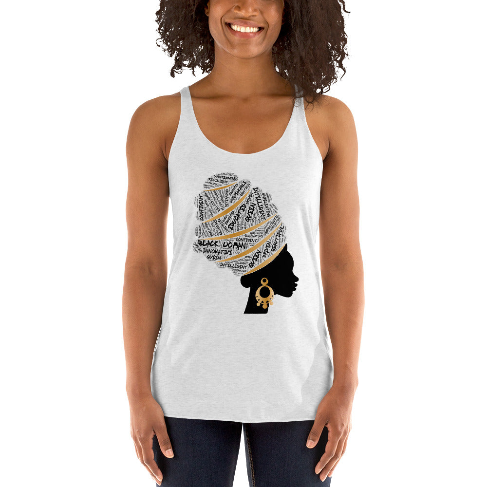 African American Women Pride Black Artistic Women's Racerback Tank Top