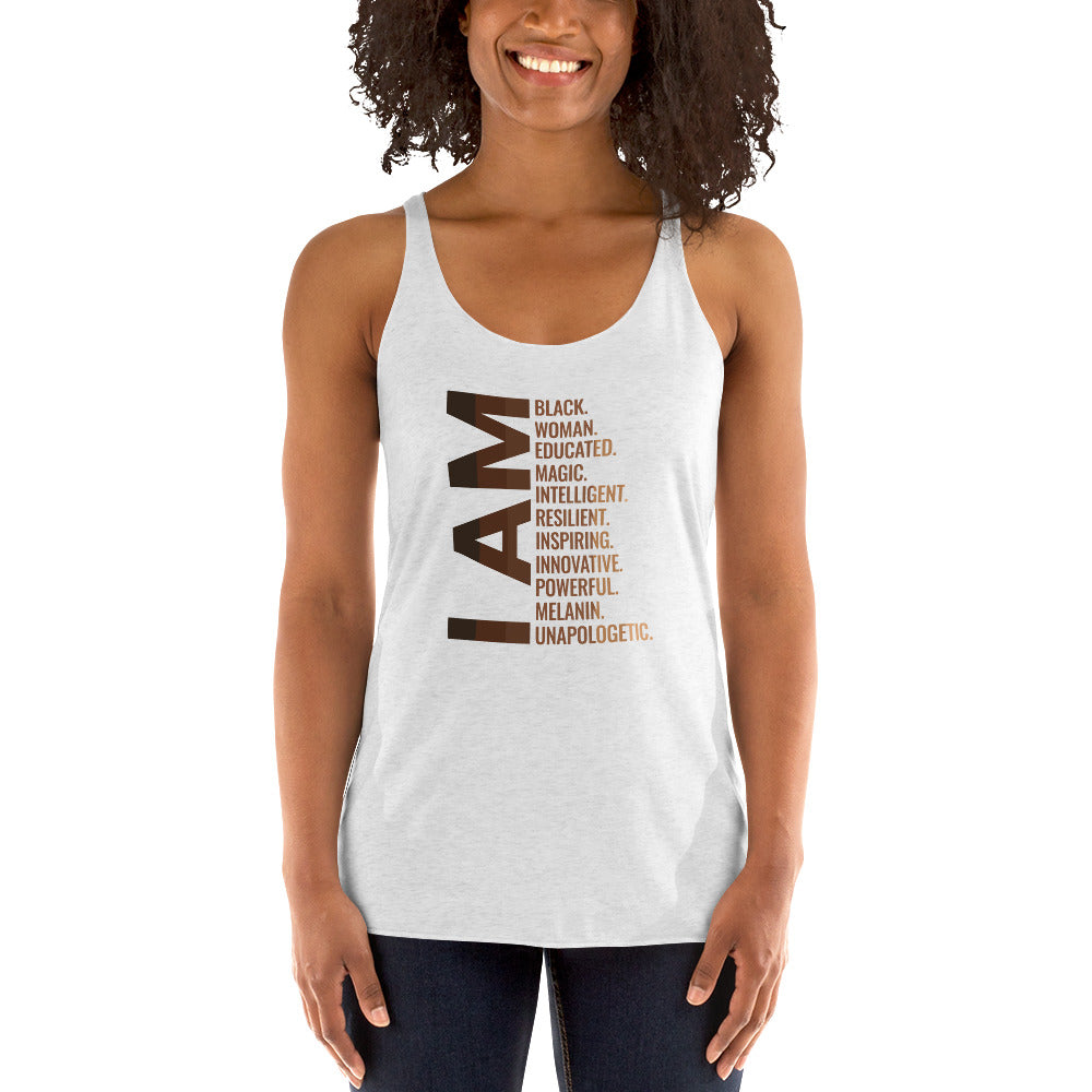 Black African American Pride Quote Women's Racerback Tank Top