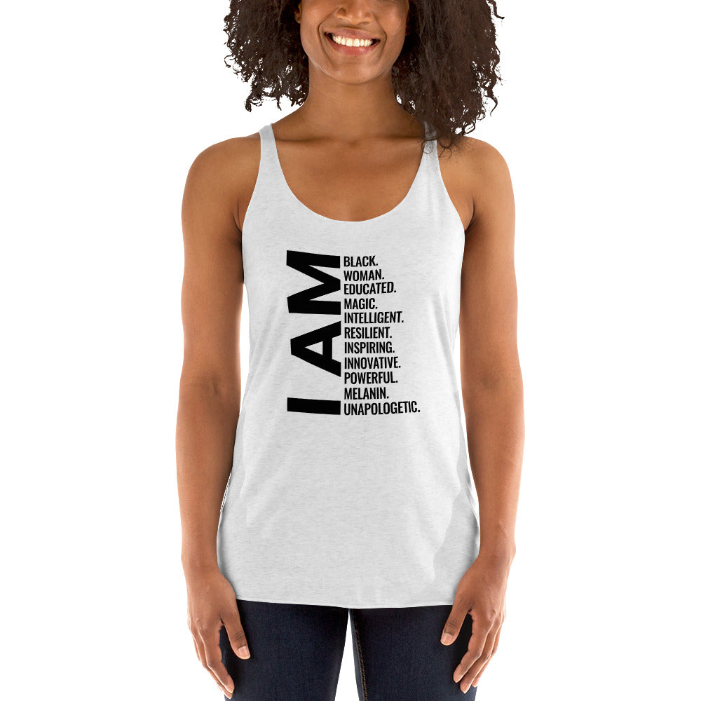 Black African American Pride Quote Women's Racerback Tank Top