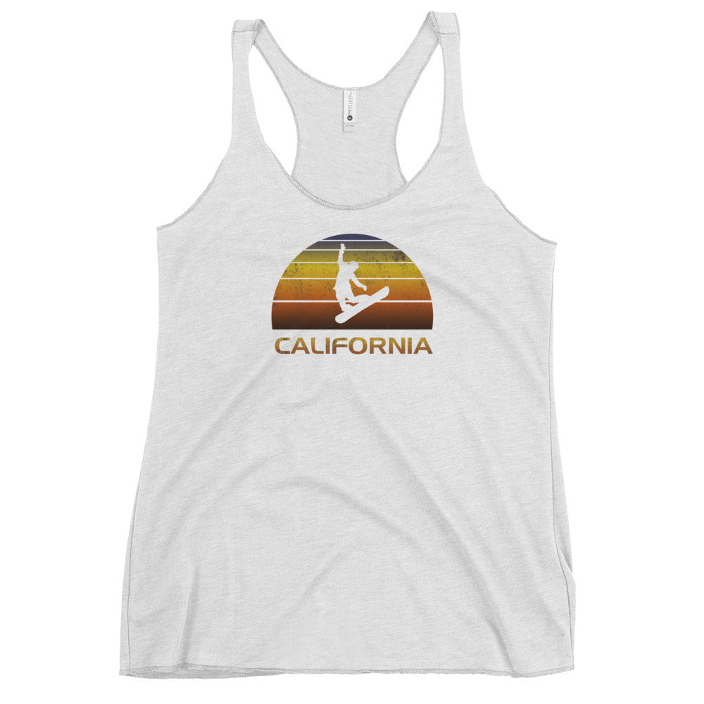 California Women's Racerback Tank Top Vintage Retro Snowboard Fan Ski Cool