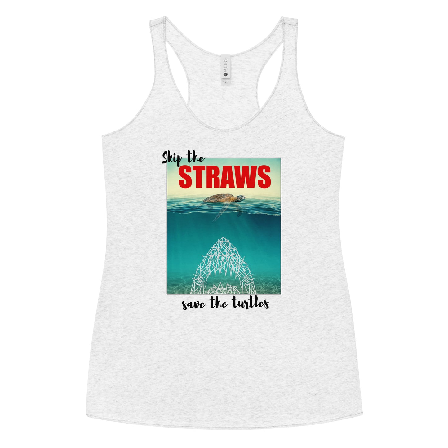 Skip The Straw Save The Turtles Climate Awareness Women's Racerback Tank Top