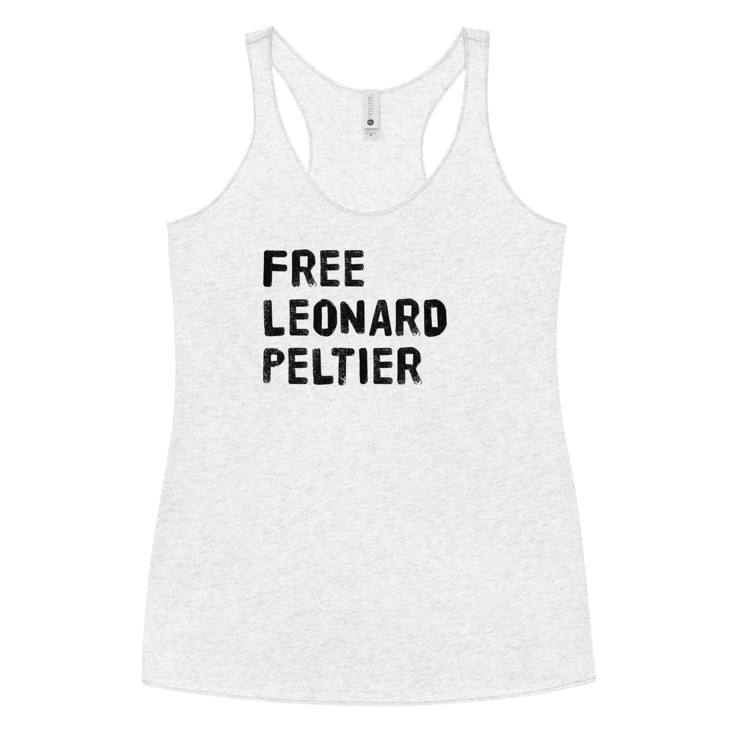 Free Leonard Peltier Native American Indian Justice Political Slogan Music Women's Racerback Tank Top