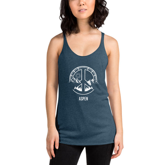 Aspen Colorado Skiing Snowboarding Camping Fan Women's Racerback Tank Top