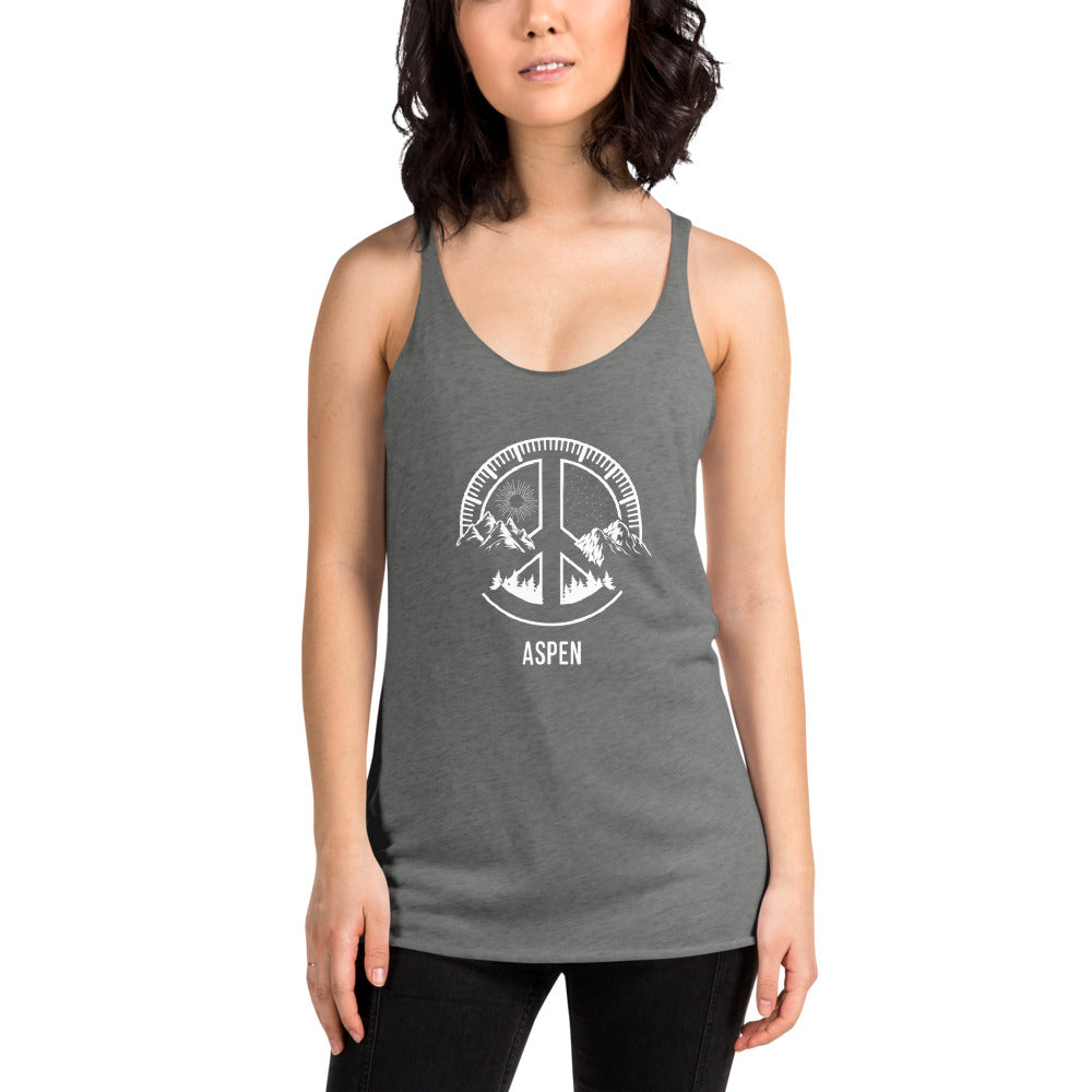 Aspen Colorado Skiing Snowboarding Camping Fan Women's Racerback Tank Top