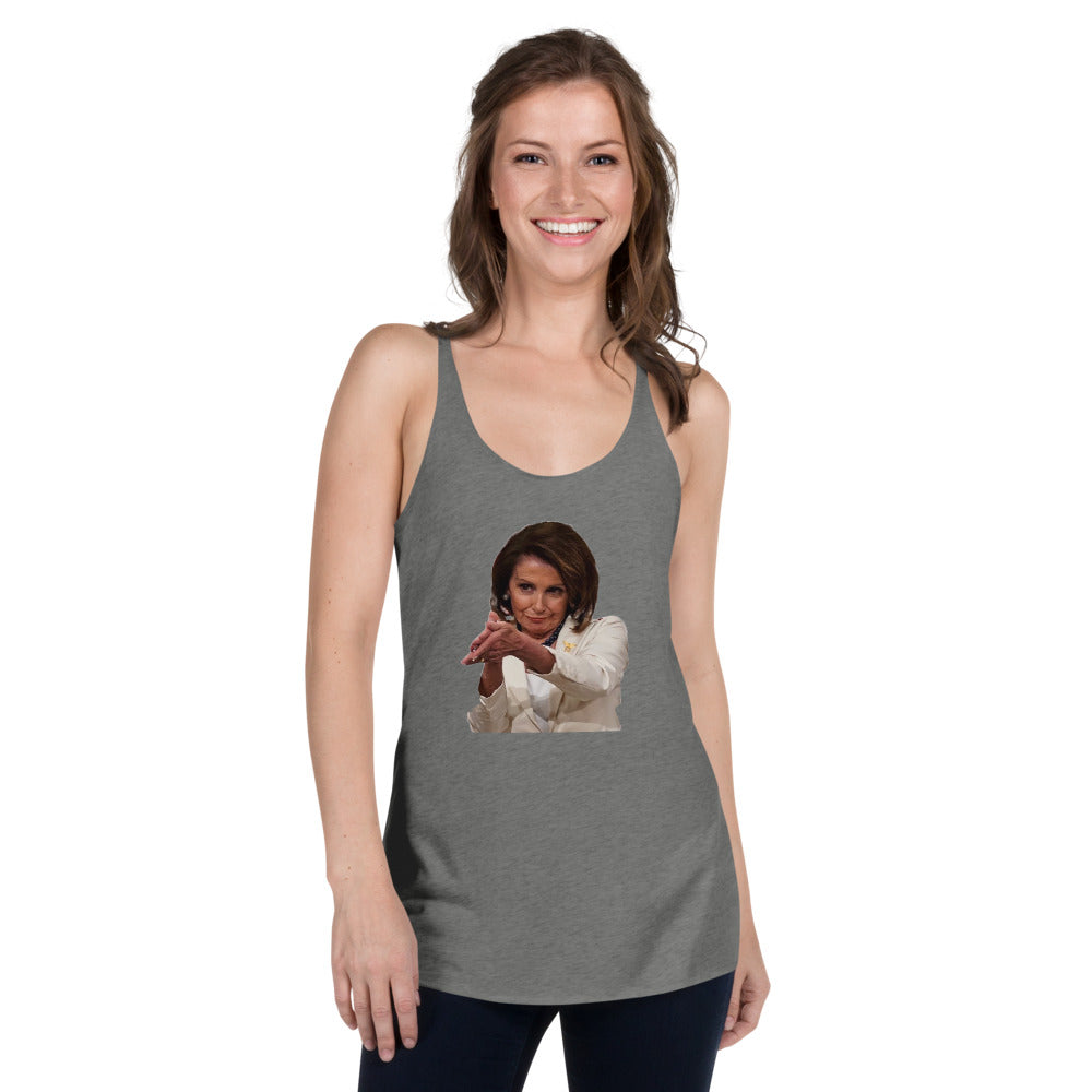 Nancy Pelosi Punks Trump Funny Political Democrats Women's Racerback Tank Top