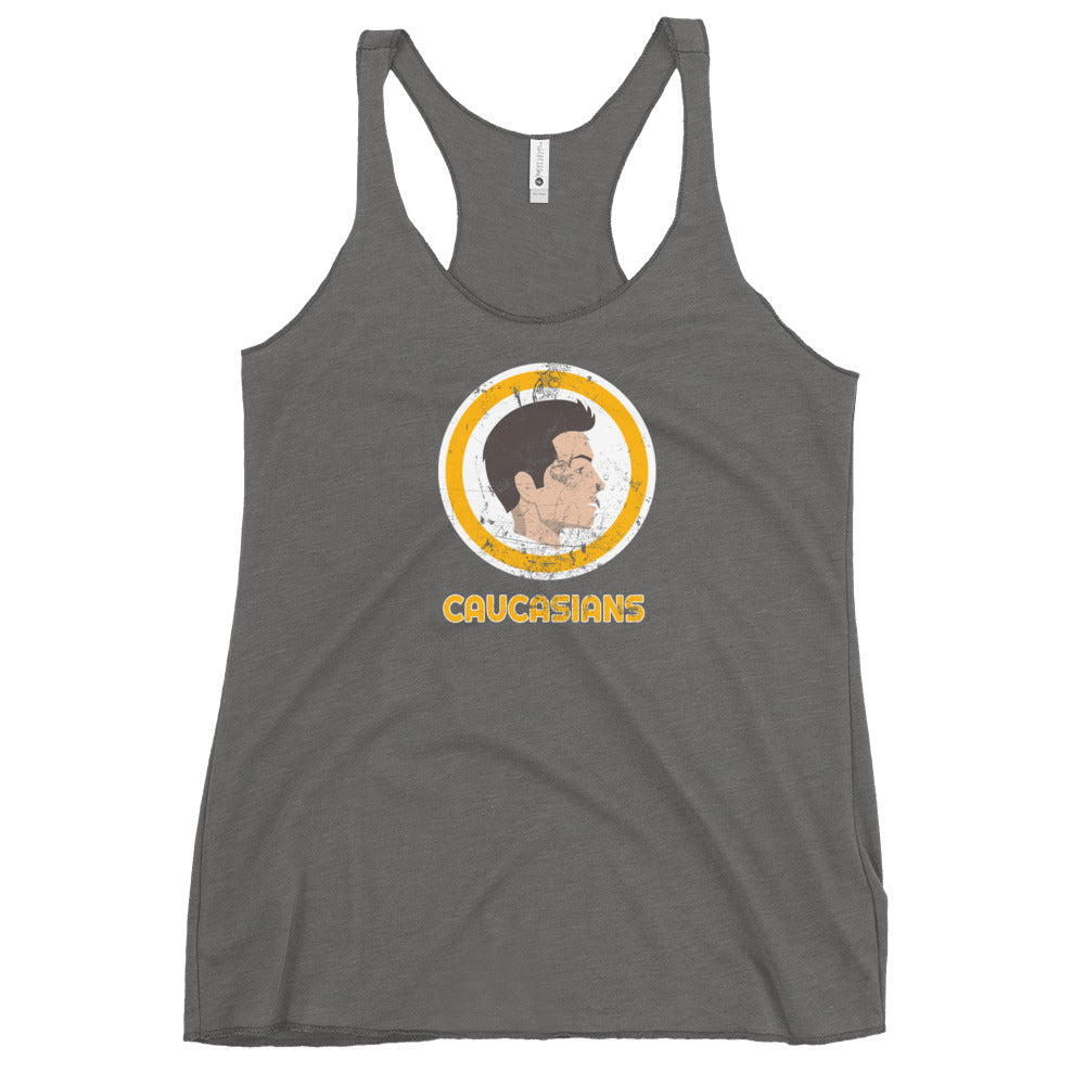 Washington Caucasians Funny Pro Football Parody Women's Racerback Tank Top