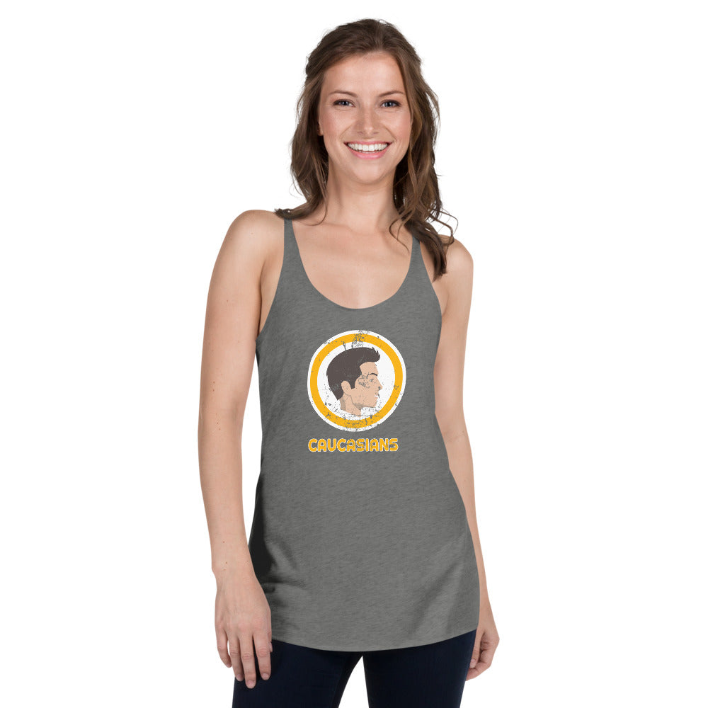 Washington Caucasians Funny Pro Football Parody Women's Racerback Tank Top