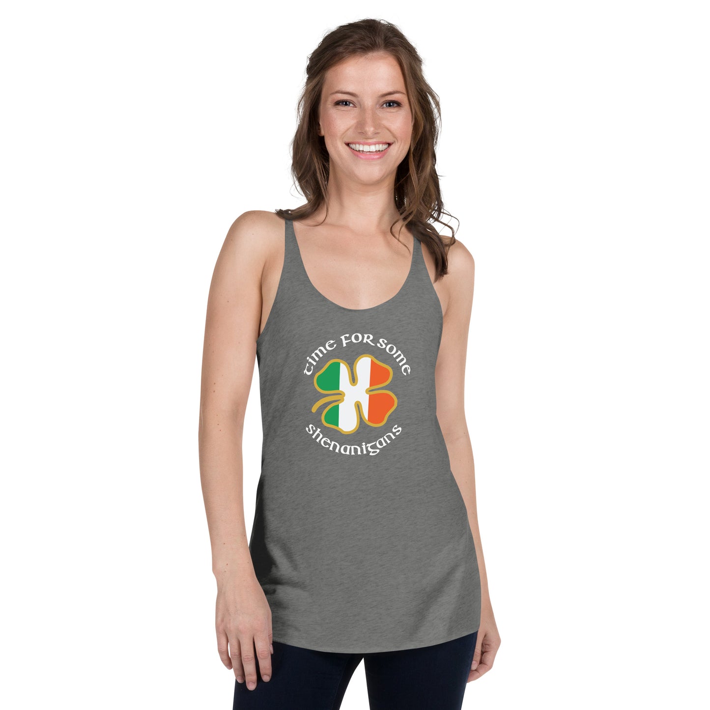 Funny Time For Some Shenanigans Irish Flag St. Patrick's Day Women's Racerback Tank Top