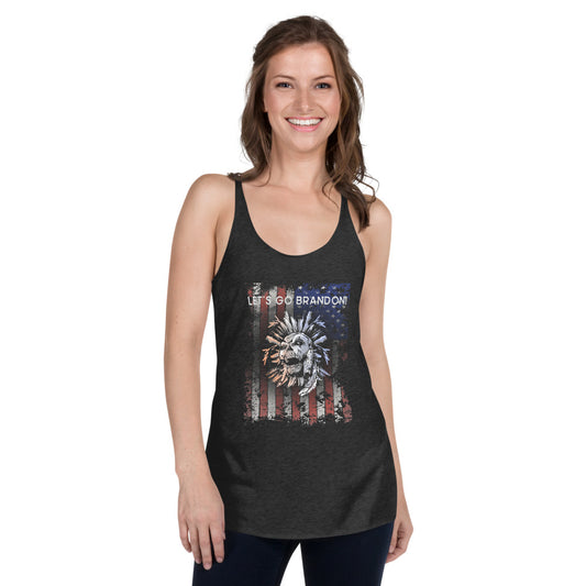 Let's Go Brandon Anti Biden Political Quote Pro Trump Republican Women's Racerback Tank Top