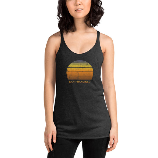 Retro San Francisco California Beach Women's Racerback Tank Top Sunset