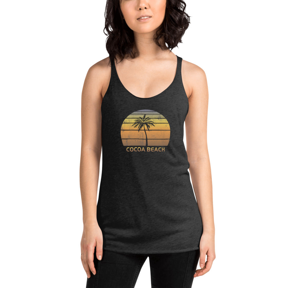 Vintage Cocoa Beach Florida Women's Racerback Tank Top Sunset Vacation