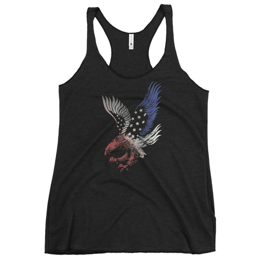 American Eagle USA Flag Patriotic 4th Of July Artistic Women's Racerback Tank Top