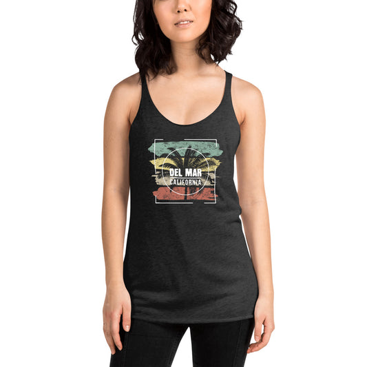 Cool Del Mar California Beach Palm Tree Vacation Souvenir Women's Racerback Tank Top