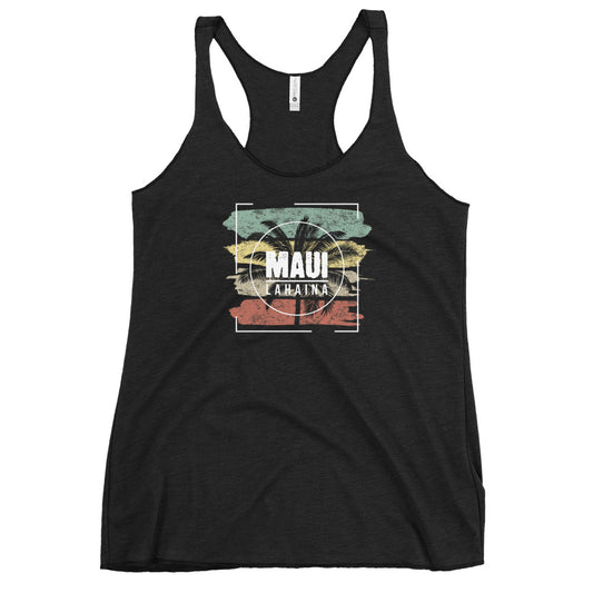 Cool Lahaina Maui Hawaii Beach Palm Tree Vacation Souvenir Women's Racerback Tank Top