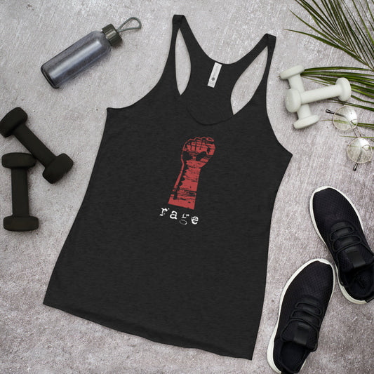Rage Rock Music Fan Fist Women's Racerback Tank Top