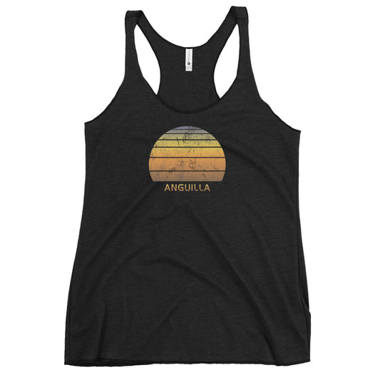 Retro Anguilla Beach Vacation Souvenir Women's Racerback Tank Top