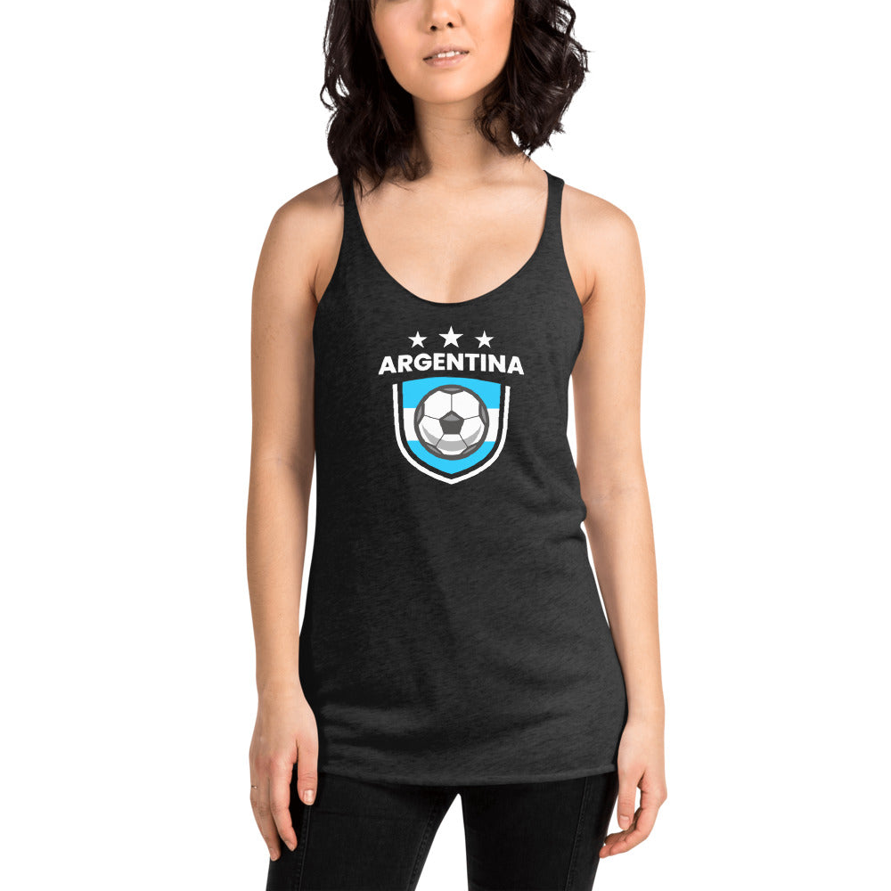 Retro Argentina Soccer Team Football Fan Country Argentinian Flag Women's Racerback Tank Top