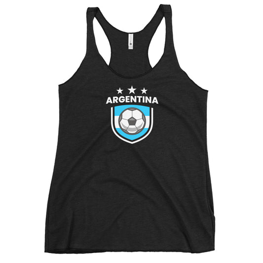 Retro Argentina Soccer Team Football Fan Country Argentinian Flag Women's Racerback Tank Top