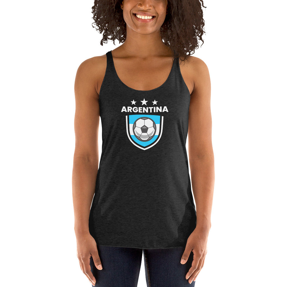 Retro Argentina Soccer Team Football Fan Country Argentinian Flag Women's Racerback Tank Top