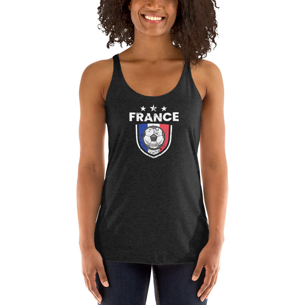 Retro France Soccer Team Football Fan Country French Flag Women's Racerback Tank Top