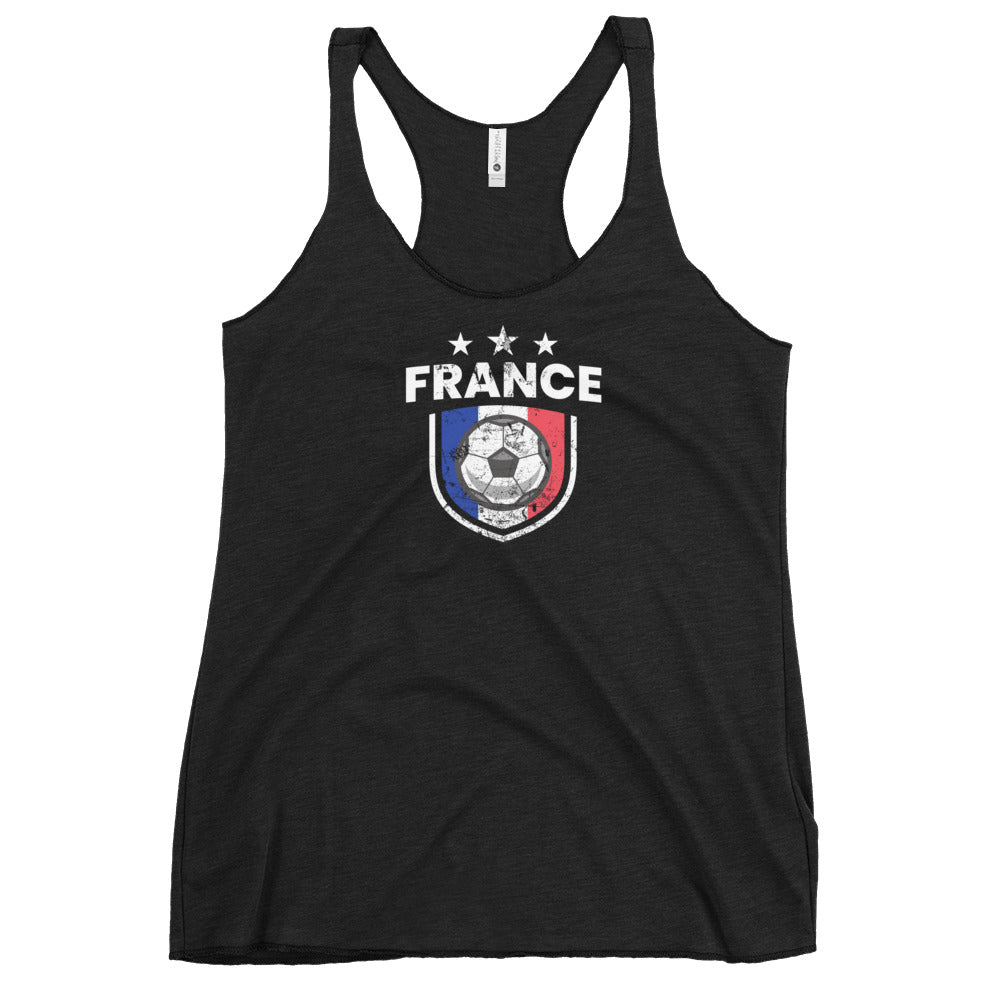 Retro France Soccer Team Football Fan Country French Flag Women's Racerback Tank Top